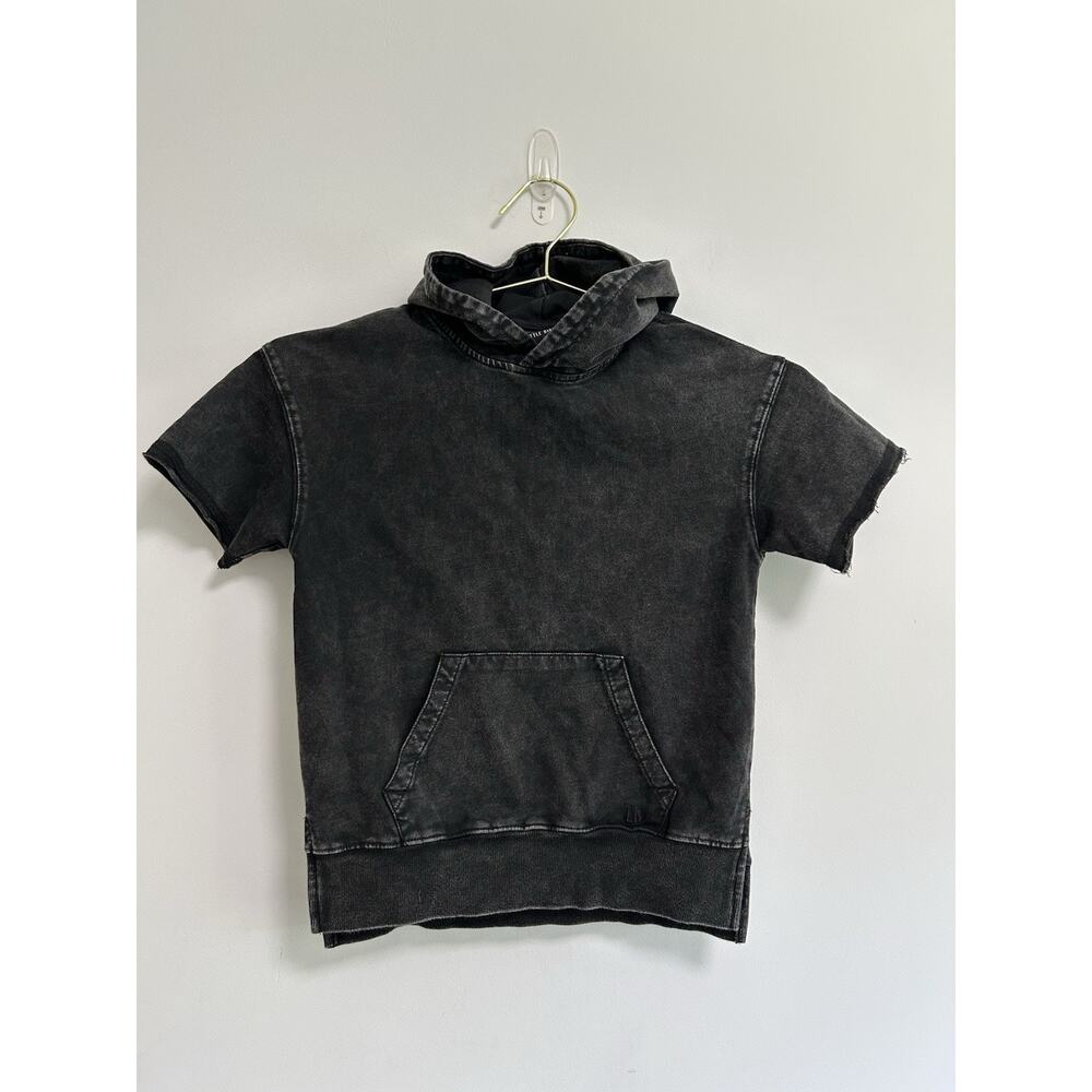 Little‎ Bipsy Boys Hoodie Terry Black Acid wash Short Sleeve Pullover Sweatshirt